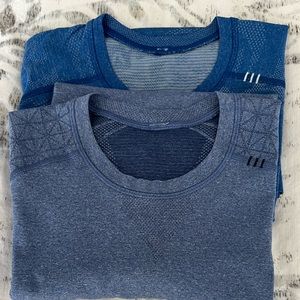 2 Lululemon Metal Tech blue tees, size medium